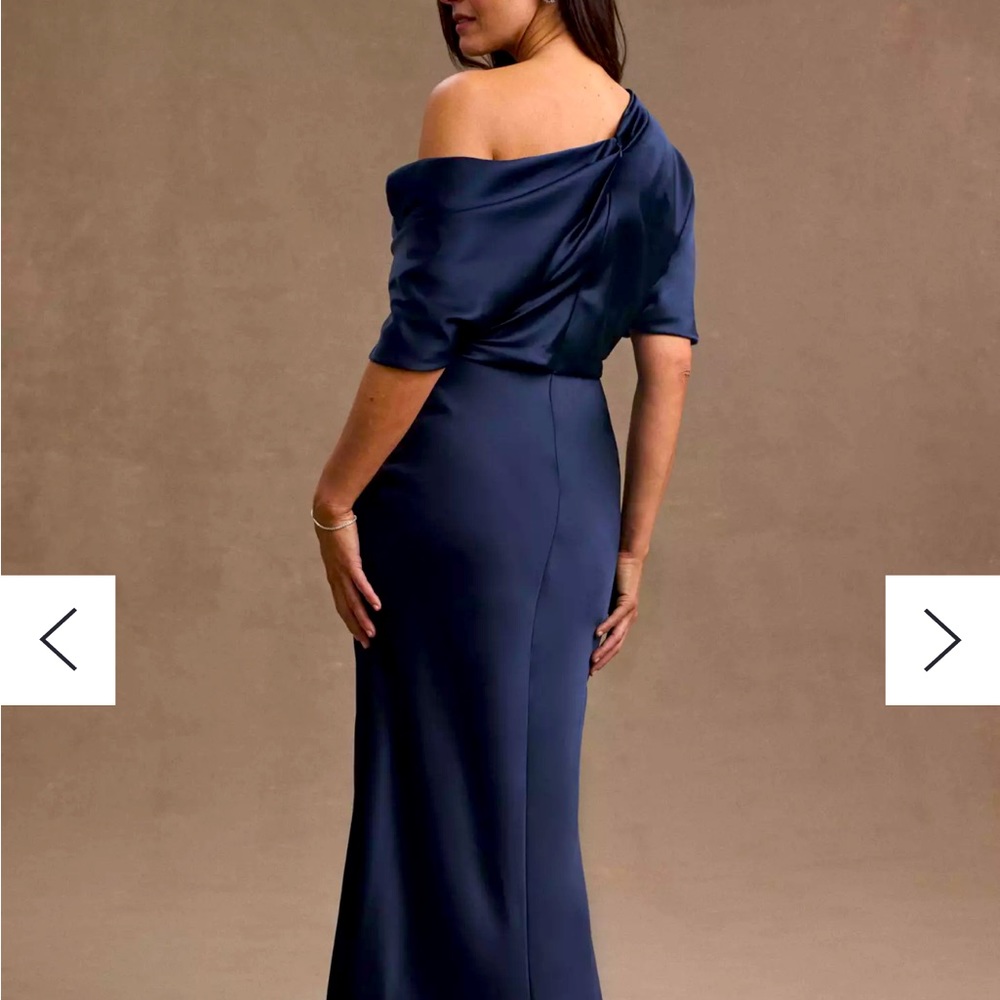 Amsale Satin one shoulder draped dress